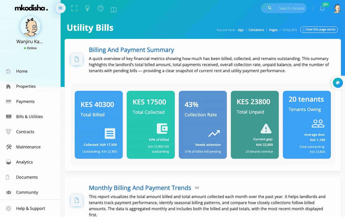 Bills and Utilities: Meter Readings and One-Time Charges